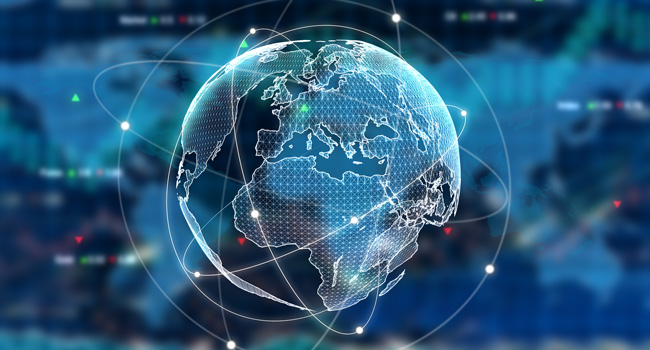 Digital representation of the connected global economy.